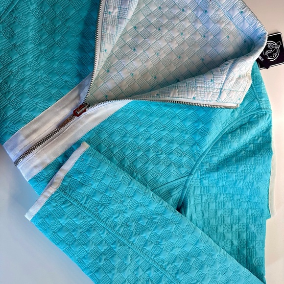 Bylyse Reversible Turquoise/White Quilted Jacket - Picture 5 of 9
